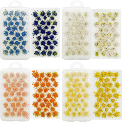 128 PCS Static Flower Tufts Miniature Flower Cluster Static Grass Tufts for Model Train Railroad Scenery DIY Miniature
