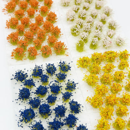 128 PCS Static Flower Tufts Miniature Flower Cluster Static Grass Tufts for Model Train Railroad Scenery DIY Miniature