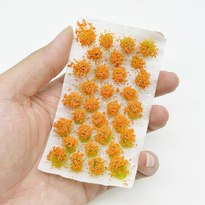 128 PCS Static Flower Tufts Miniature Flower Cluster Static Grass Tufts for Model Train Railroad Scenery DIY Miniature
