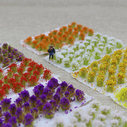 128 PCS Static Flower Tufts Miniature Flower Cluster Static Grass Tufts for Model Train Railroad Scenery DIY Miniature