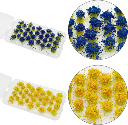 128 PCS Static Flower Tufts Miniature Flower Cluster Static Grass Tufts for Model Train Railroad Scenery DIY Miniature