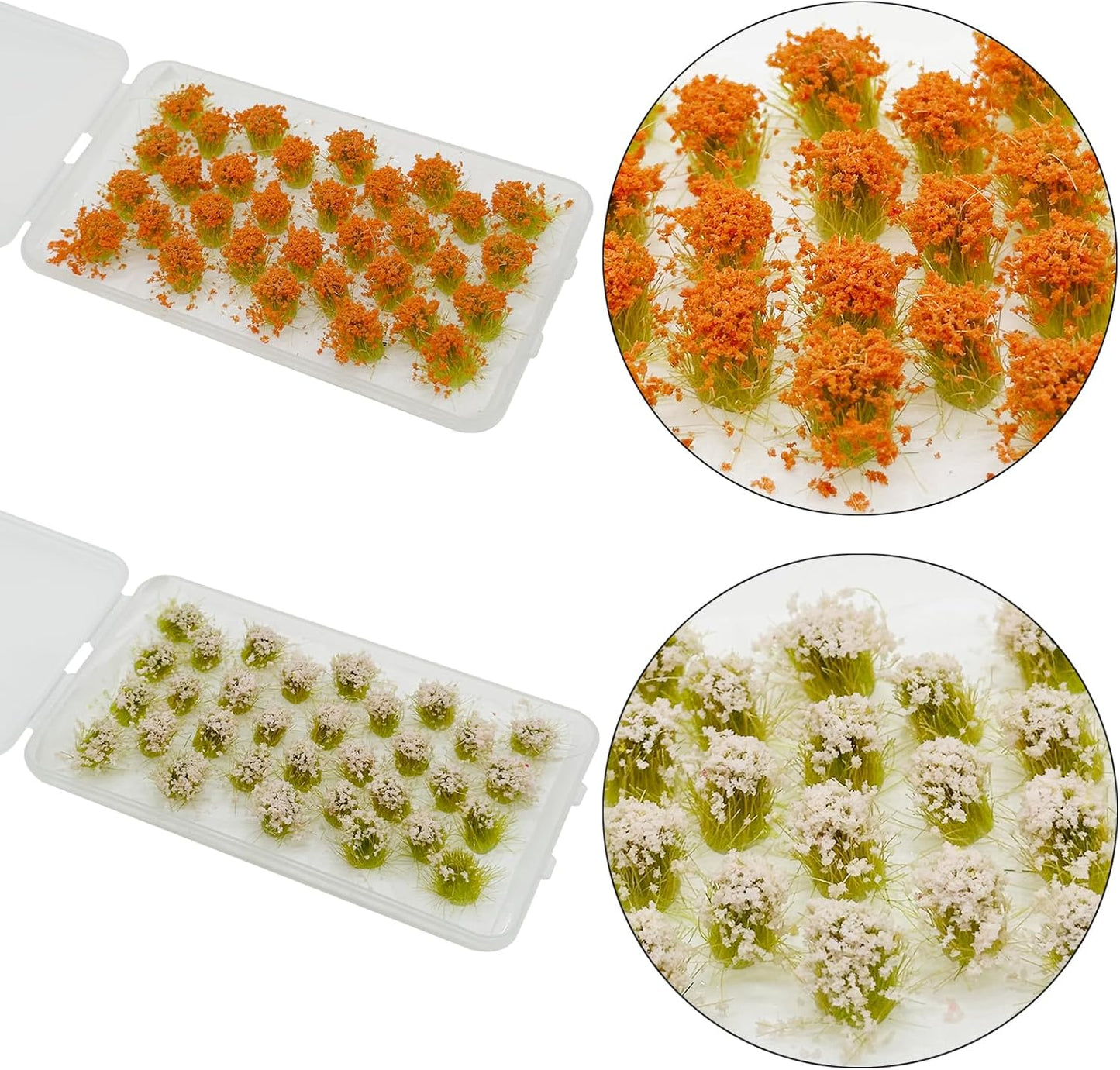 128 PCS Static Flower Tufts Miniature Flower Cluster Static Grass Tufts for Model Train Railroad Scenery DIY Miniature