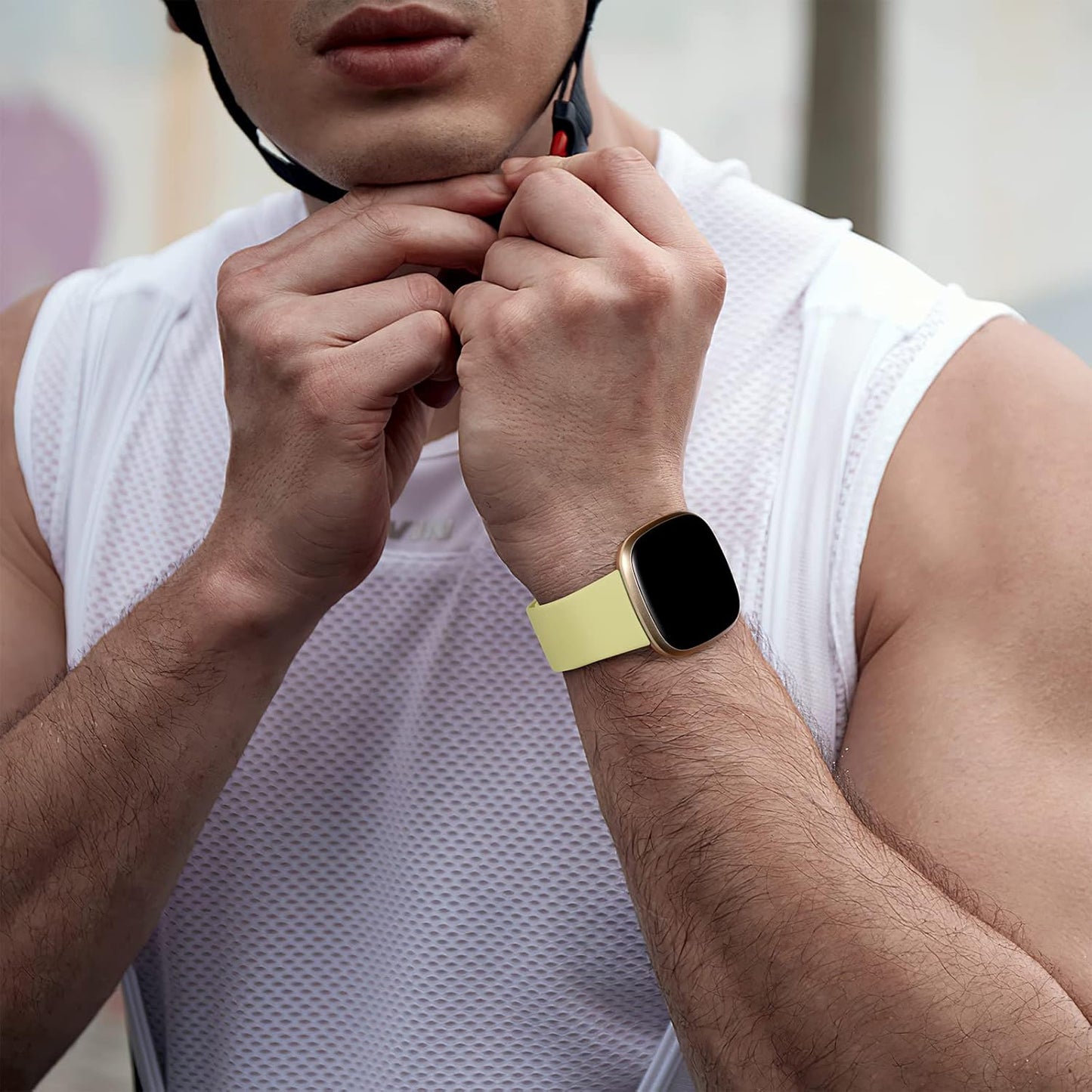 4 Pack Bands Compatible with Fitbit Versa 3 / Sense, Soft TPU Sport Strap Replacement Sense Smartwatch Wristband for Women Men Colorfull Accessories, Large, Rose Teal Lilac Yellow