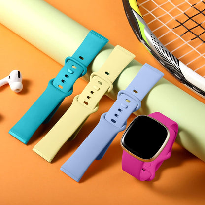 4 Pack Bands Compatible with Fitbit Versa 3 / Sense, Soft TPU Sport Strap Replacement Sense Smartwatch Wristband for Women Men Colorfull Accessories, Large, Rose Teal Lilac Yellow