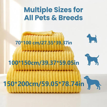 Yellow Dog Blanket, Emotional Support Blanket Yellows for Dogs, 1.5cm (0.6in) Wide Wavy Design, Soft Polyester Pet Throw for Couch Bed Crate Travel, Multiple Sizes (Yellow, 70*100 cm/27.55*39.37in)