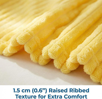 Yellow Dog Blanket, Emotional Support Blanket Yellows for Dogs, 1.5cm (0.6in) Wide Wavy Design, Soft Polyester Pet Throw for Couch Bed Crate Travel, Multiple Sizes (Yellow, 70*100 cm/27.55*39.37in)