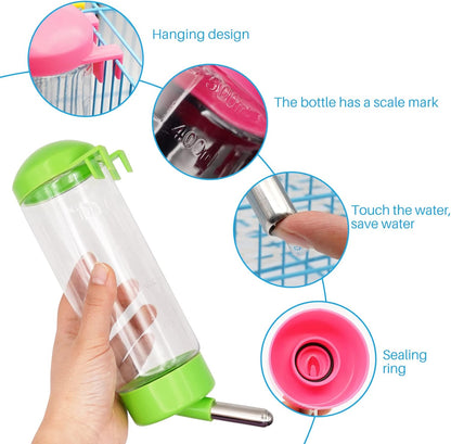 Rabbit Water Bottle for Cage 4Pcs Small Animal Water Bottle No Drip | Rabbit Water Dispenser, Guinea Pig Water Dispenser, Pet Water Bottle for Rabbit, Bunny, Guinea Pig, Hamster in Random Colors