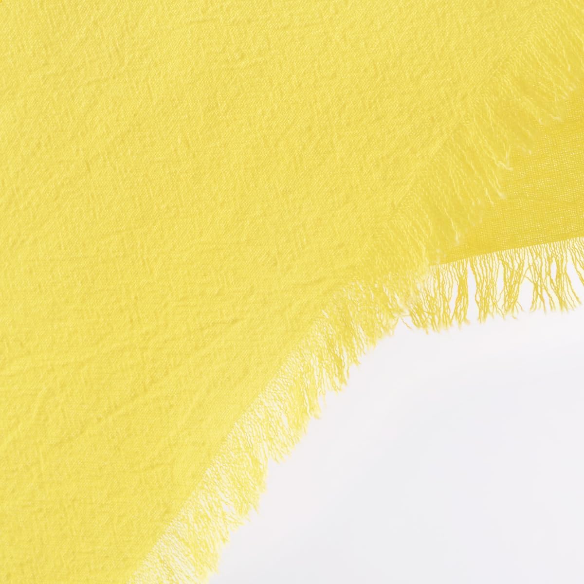 12 Pack Lemon Yellow Cotton Linen Napkins with Fringe Summer Cloth Napkins Set of 12 Boho Handmade Dinner Napkins Bulk for Wedding Bridal Baby Shower Parties, 17 x 17 Inches