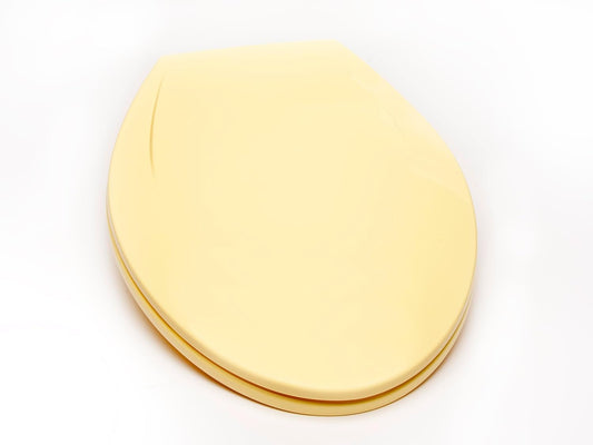 2Q1E6-50 Builder Grade Slow Close Plastic Toilet Seat with Vari Adjust Lok-Down R'N'C Hinge and Quik-Lok Mounting Hardware, Elongated, Yellow