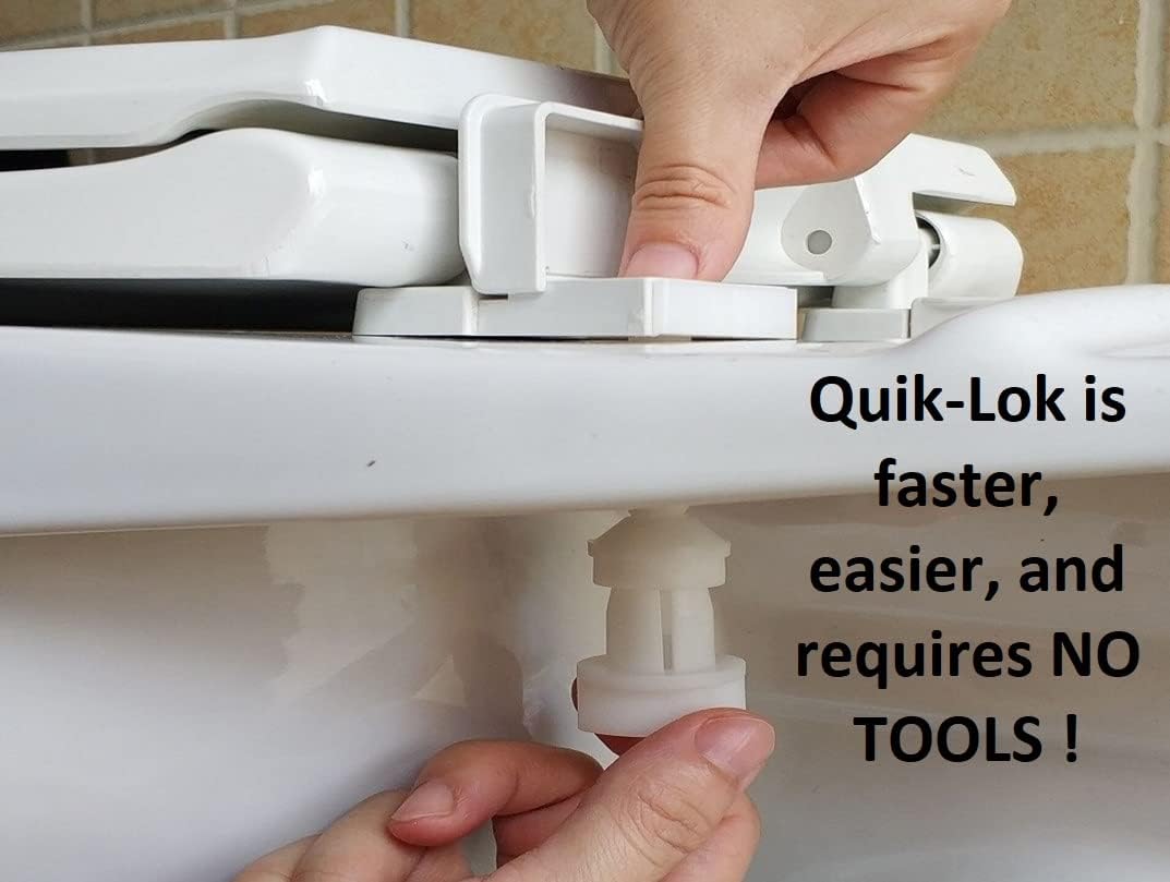 2Q1E6-50 Builder Grade Slow Close Plastic Toilet Seat with Vari Adjust Lok-Down R'N'C Hinge and Quik-Lok Mounting Hardware, Elongated, Yellow