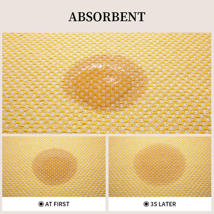 Thin Bath Mat Yellow Bathroom Rugs Sets 2 Pieces, Non Slip Absorbent Mats Quick Dry, Woven Rugs Washable, Tapetes para Baño for Bathroom Toilet,Bathtub(17"x24"+17"x32")