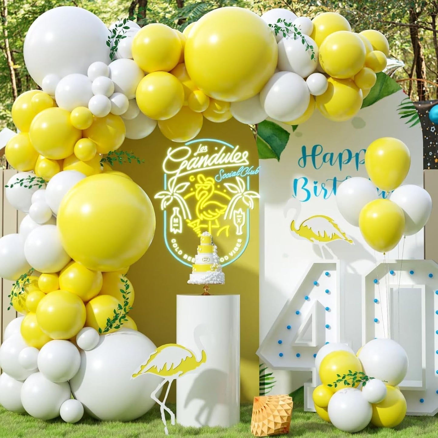 Yellow and White Balloons, 60pcs 12 Inch Yellow White Balloons Latex Helium Party Balloon for Birthday Baby Shower Sunflower Honeybee Theme Engagement Anniversary Bachelorette Party Supply Decoration