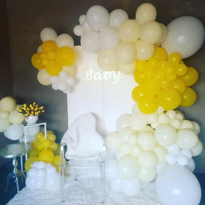 Yellow and White Balloons, 60pcs 12 Inch Yellow White Balloons Latex Helium Party Balloon for Birthday Baby Shower Sunflower Honeybee Theme Engagement Anniversary Bachelorette Party Supply Decoration