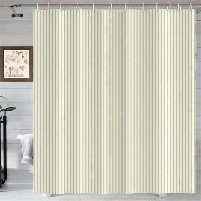Abstract Stripes Shower Curtain Yellow Green Vertical Lines Modern Minimalist Shower Curtain with Hooks Waterproof Polyester Fabric for Bathtub Bathroom Decor, 72x72 Inch