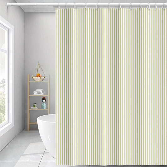 Abstract Stripes Shower Curtain Yellow Green Vertical Lines Modern Minimalist Shower Curtain with Hooks Waterproof Polyester Fabric for Bathtub Bathroom Decor, 72x72 Inch