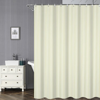 Abstract Stripes Shower Curtain Yellow Green Vertical Lines Modern Minimalist Shower Curtain with Hooks Waterproof Polyester Fabric for Bathtub Bathroom Decor, 72x72 Inch
