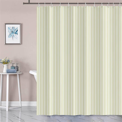 Abstract Stripes Shower Curtain Yellow Green Vertical Lines Modern Minimalist Shower Curtain with Hooks Waterproof Polyester Fabric for Bathtub Bathroom Decor, 72x72 Inch