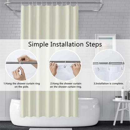 Abstract Stripes Shower Curtain Yellow Green Vertical Lines Modern Minimalist Shower Curtain with Hooks Waterproof Polyester Fabric for Bathtub Bathroom Decor, 72x72 Inch