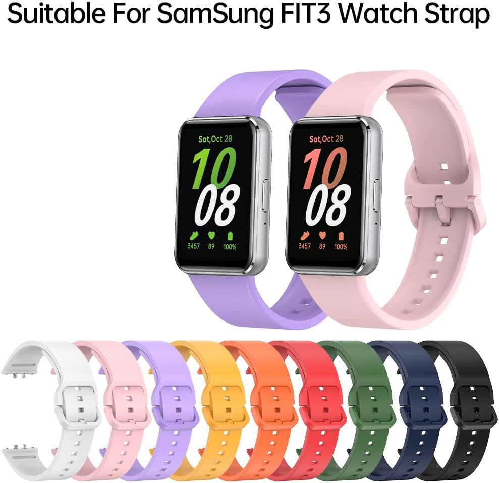 Compatible for Samsung Galaxy Fit 3 Watch Bands, Soft Silicone Replacement Straps Adjustable Sport Wristbands for SAMSUNG Galaxy FIT 3 SM-R390 Smartwatch Bands for Women&Men