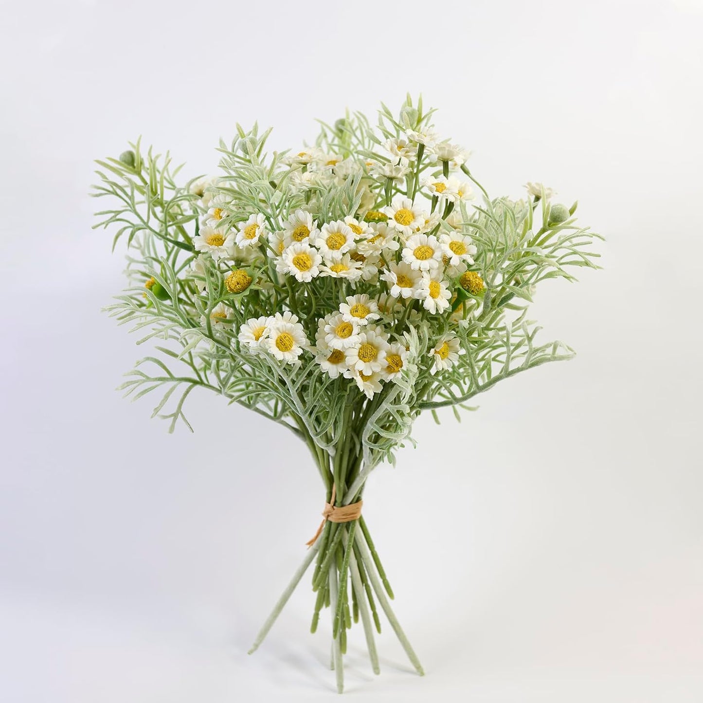 Artificial Wildflower Bouquet, Yellow Daisy Flowers for Home Decor | Includes 15 daisy stems and 5 greenery stems, creating a full wildflower bouquet for vase decor and floral arrangements.