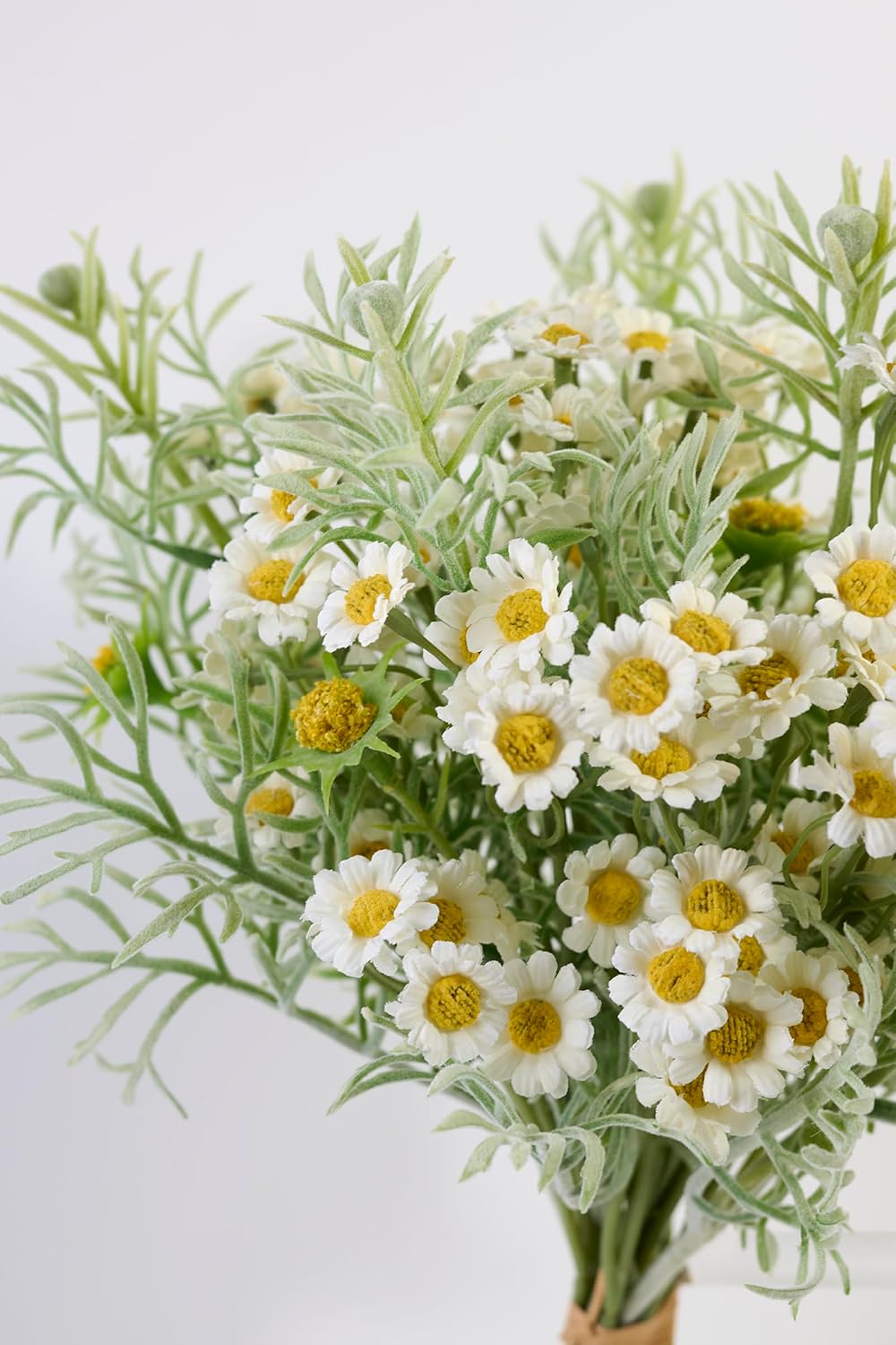 Artificial Wildflower Bouquet, Yellow Daisy Flowers for Home Decor | Includes 15 daisy stems and 5 greenery stems, creating a full wildflower bouquet for vase decor and floral arrangements.