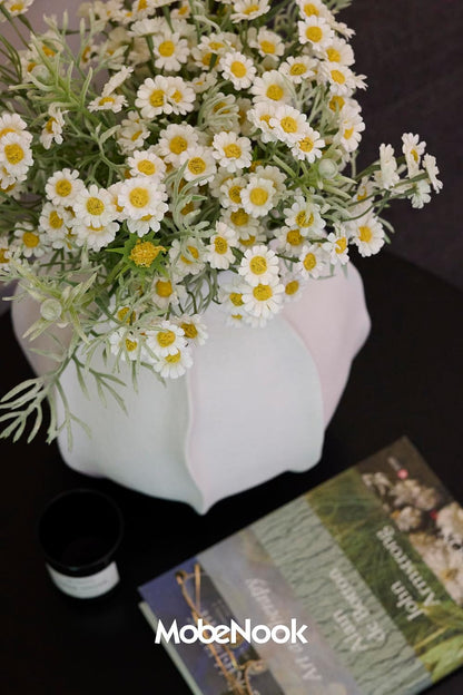 Artificial Wildflower Bouquet, Yellow Daisy Flowers for Home Decor | Includes 15 daisy stems and 5 greenery stems, creating a full wildflower bouquet for vase decor and floral arrangements.