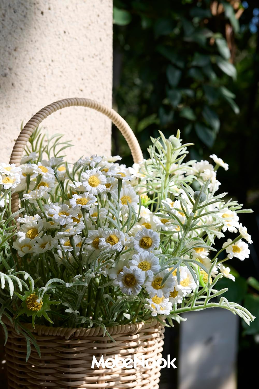 Artificial Wildflower Bouquet, Yellow Daisy Flowers for Home Decor | Includes 15 daisy stems and 5 greenery stems, creating a full wildflower bouquet for vase decor and floral arrangements.