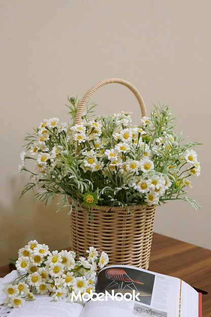 Artificial Wildflower Bouquet, Yellow Daisy Flowers for Home Decor | Includes 15 daisy stems and 5 greenery stems, creating a full wildflower bouquet for vase decor and floral arrangements.