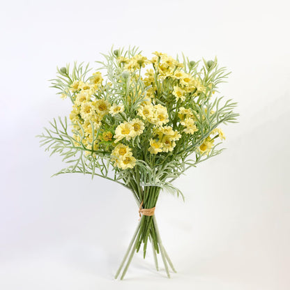 Artificial Wildflower Bouquet, Yellow Daisy Flowers for Home Decor | Includes 15 daisy stems and 5 greenery stems, creating a full wildflower bouquet for vase decor and floral arrangements.