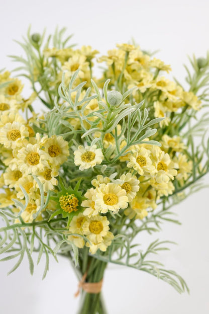 Artificial Wildflower Bouquet, Yellow Daisy Flowers for Home Decor | Includes 15 daisy stems and 5 greenery stems, creating a full wildflower bouquet for vase decor and floral arrangements.