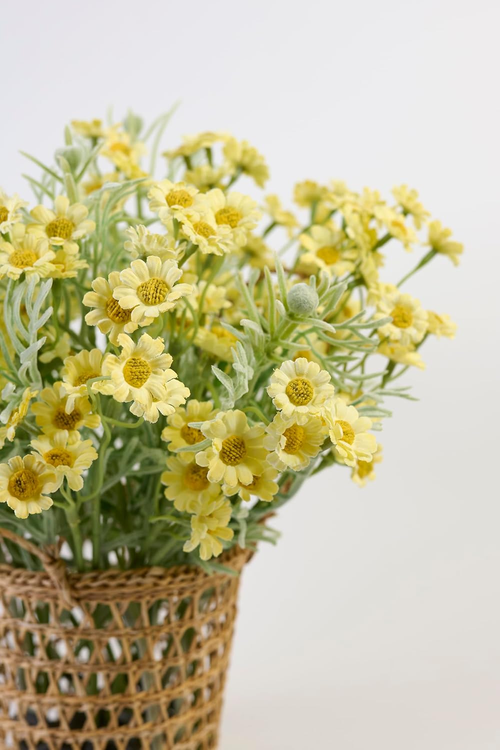 Artificial Wildflower Bouquet, Yellow Daisy Flowers for Home Decor | Includes 15 daisy stems and 5 greenery stems, creating a full wildflower bouquet for vase decor and floral arrangements.