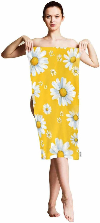 White Daisy Chamomile Flower Hand Towels Cotton Washcloths,Watercolor Yellow Floral Garden Botanical Plant Soft Towels for Bath/Yoga/Golf/Hair/Face Towel for Men/Women 15X30 Inch