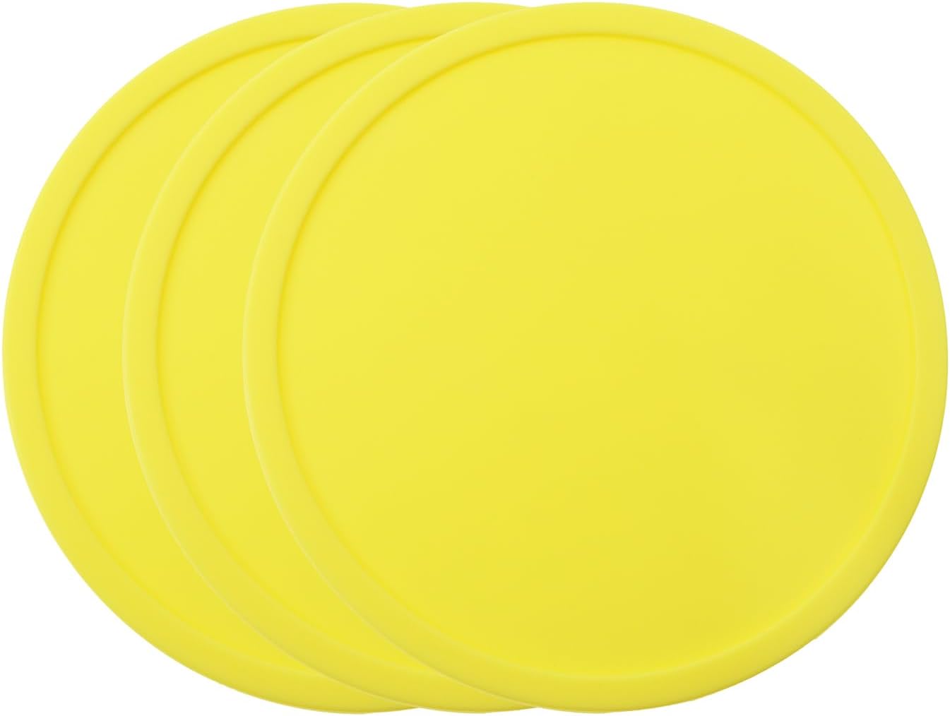 3 Pieces 3.93 Inch Silicone Coasters, Round Coasters for Drinks, Beverage Coffee Tea Coaster (Yellow)