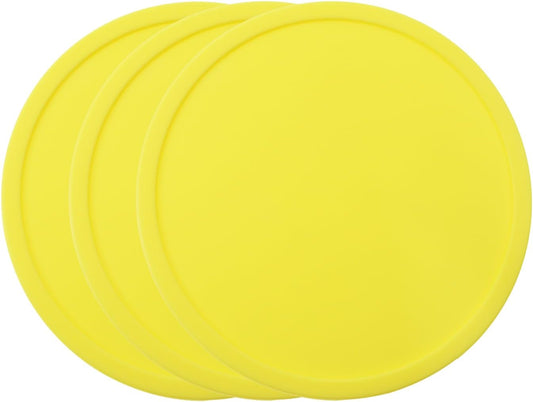 3 Pieces 3.93 Inch Silicone Coasters, Round Coasters for Drinks, Beverage Coffee Tea Coaster (Yellow)