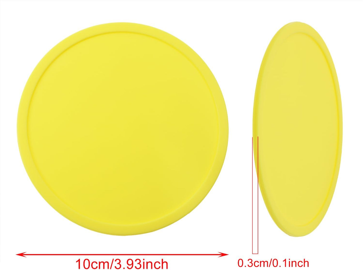 3 Pieces 3.93 Inch Silicone Coasters, Round Coasters for Drinks, Beverage Coffee Tea Coaster (Yellow)