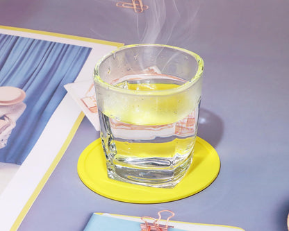 3 Pieces 3.93 Inch Silicone Coasters, Round Coasters for Drinks, Beverage Coffee Tea Coaster (Yellow)