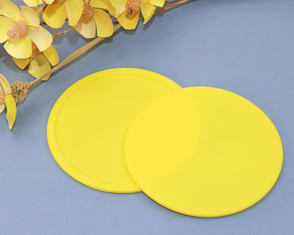 3 Pieces 3.93 Inch Silicone Coasters, Round Coasters for Drinks, Beverage Coffee Tea Coaster (Yellow)