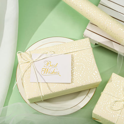 Yellow Wrapping Paper Roll - Mini Roll - 17 Inch x 16.5 Feet - Faint Yellow with Silver Design Perfect for Birthday, Holiday, Wedding, Baby Shower