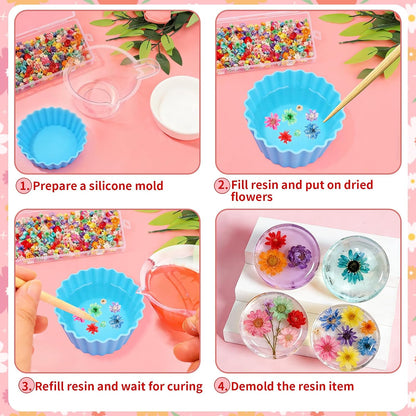 350pcs Mini Dried Flowers for Crafts Resin,Mixed Sizes Small Dried Flowers with Tweezers for DIY Craft Resin Art Jewelry Soap Candle Making