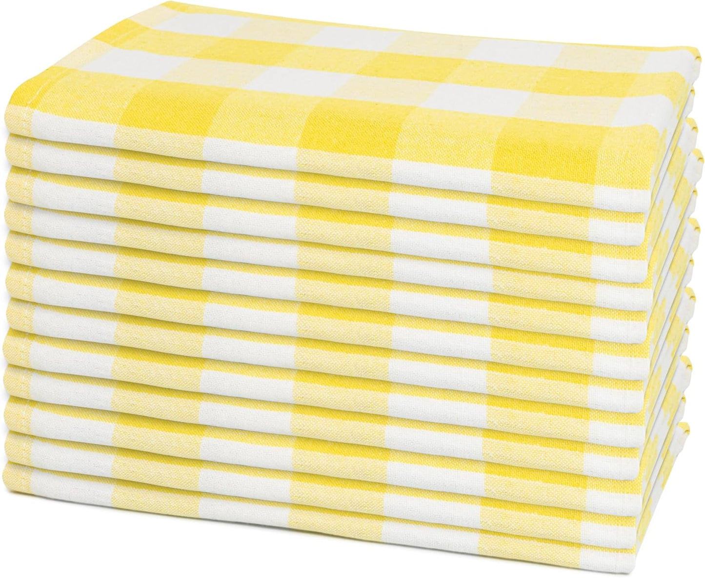 Yellow Cloth Napkins - Reusable Yellow Cotton Napkins - 100% Cotton, 12-Pack, 20"x20", Washable Checkered Plaid Table Napkins for Everyday Use and Parties, Weddings and Baby Showers (12 Pack)