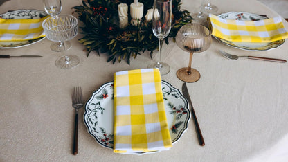 Yellow Cloth Napkins - Reusable Yellow Cotton Napkins - 100% Cotton, 12-Pack, 20"x20", Washable Checkered Plaid Table Napkins for Everyday Use and Parties, Weddings and Baby Showers (12 Pack)