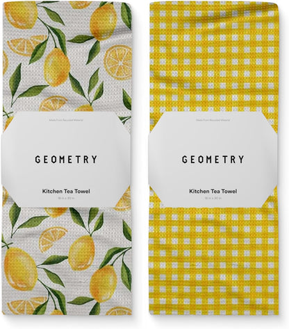 Spring Kitchen Towels - Quick Dry Microfiber Cloth Spring & Summer Dish Towels for Kitchen Drying - Premium Quick Dry Towel - Lemonade Lines, 18" x 30" - 2-Pack