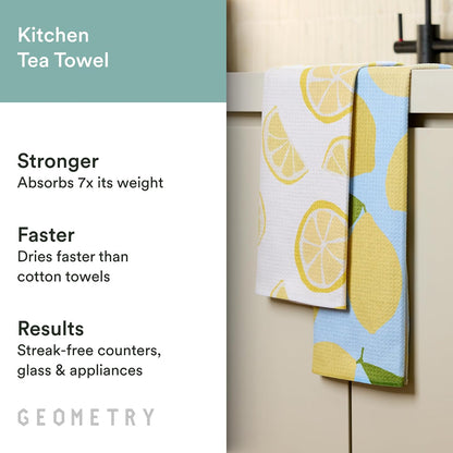 Spring Kitchen Towels - Quick Dry Microfiber Cloth Spring & Summer Dish Towels for Kitchen Drying - Premium Quick Dry Towel - Lemonade Lines, 18" x 30" - 2-Pack