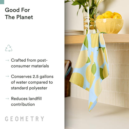 Spring Kitchen Towels - Quick Dry Microfiber Cloth Spring & Summer Dish Towels for Kitchen Drying - Premium Quick Dry Towel - Lemonade Lines, 18" x 30" - 2-Pack