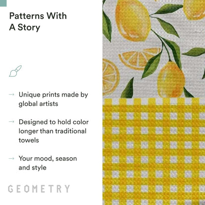 Spring Kitchen Towels - Quick Dry Microfiber Cloth Spring & Summer Dish Towels for Kitchen Drying - Premium Quick Dry Towel - Lemonade Lines, 18" x 30" - 2-Pack