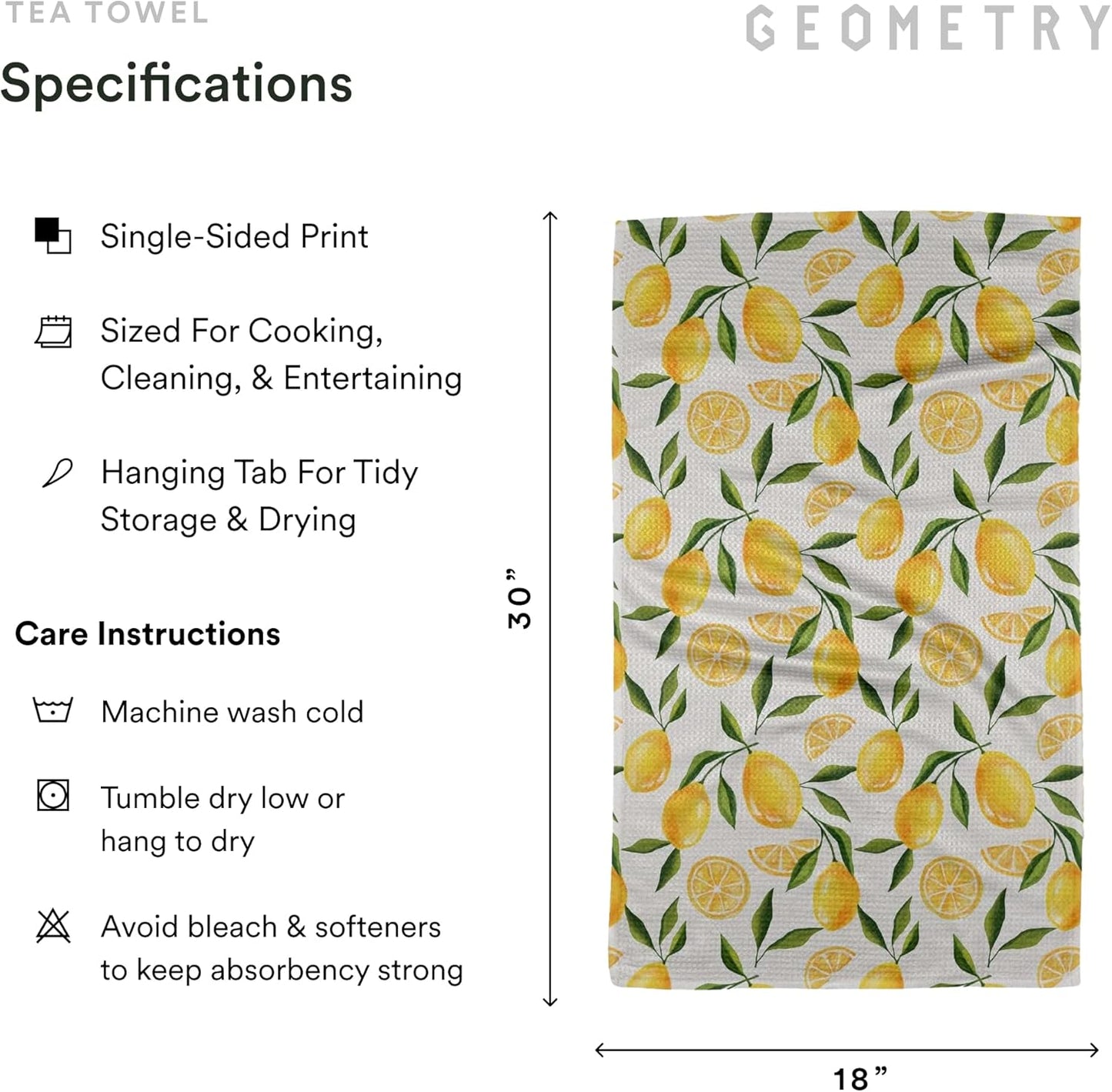 Spring Kitchen Towels - Quick Dry Microfiber Cloth Spring & Summer Dish Towels for Kitchen Drying - Premium Quick Dry Towel - Lemonade Lines, 18" x 30" - 2-Pack