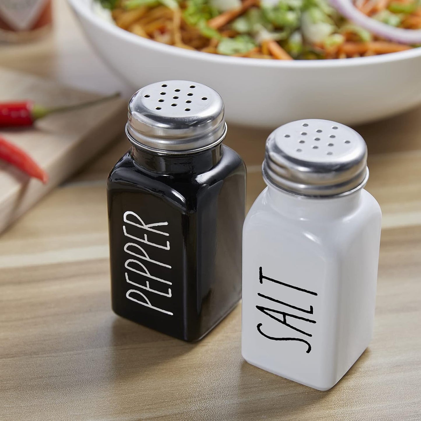 Yellow Salt and Pepper Shakers Set - Cute Glass Salt Shaker for Kitchen and Table, RV, Camp, BBQ - for Yellow Kitchen Decor and Accessories