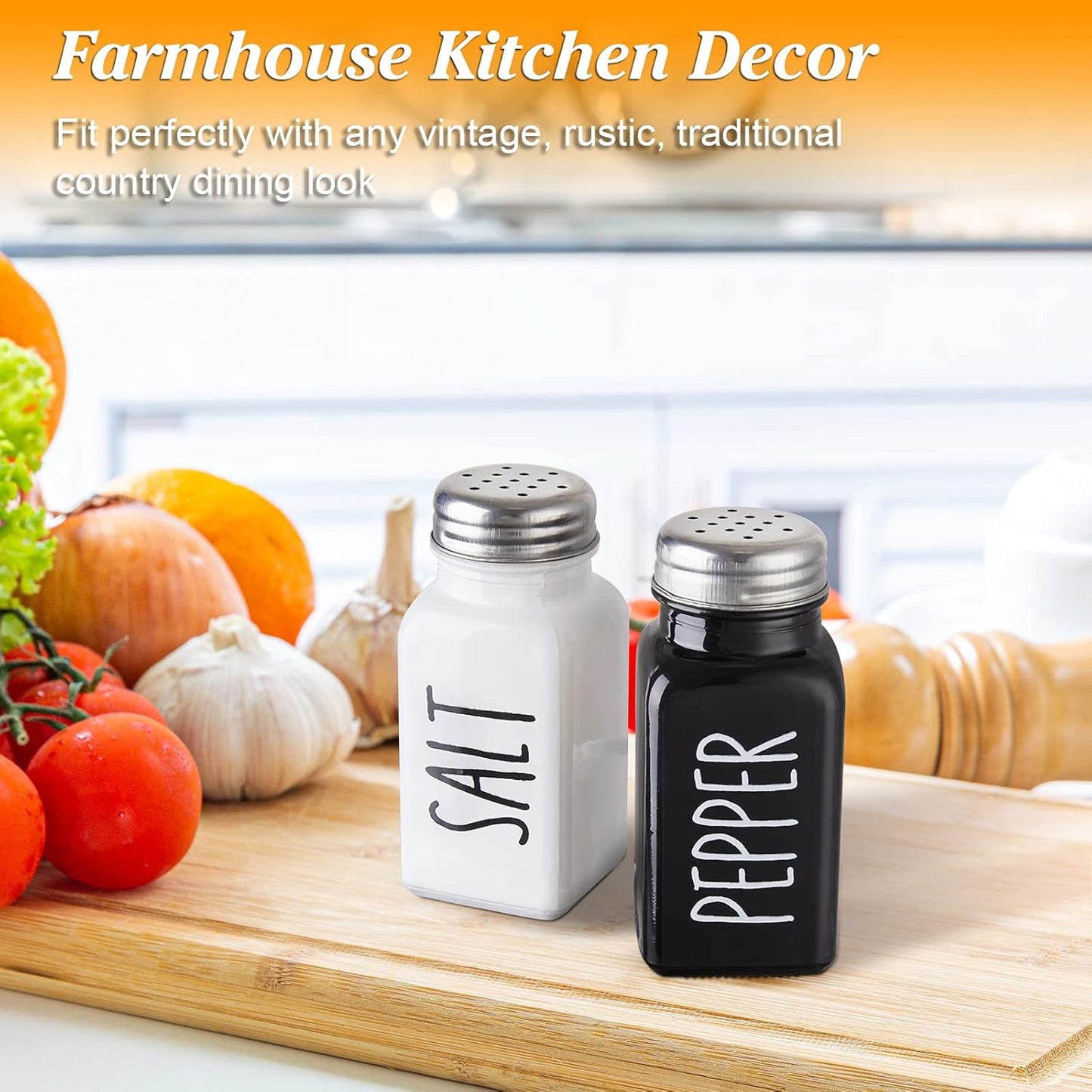 Yellow Salt and Pepper Shakers Set - Cute Glass Salt Shaker for Kitchen and Table, RV, Camp, BBQ - for Yellow Kitchen Decor and Accessories