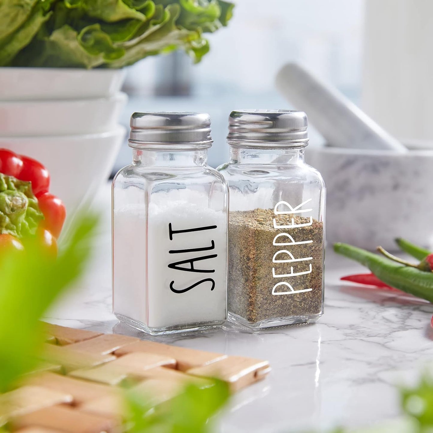 Yellow Salt and Pepper Shakers Set - Cute Glass Salt Shaker for Kitchen and Table, RV, Camp, BBQ - for Yellow Kitchen Decor and Accessories