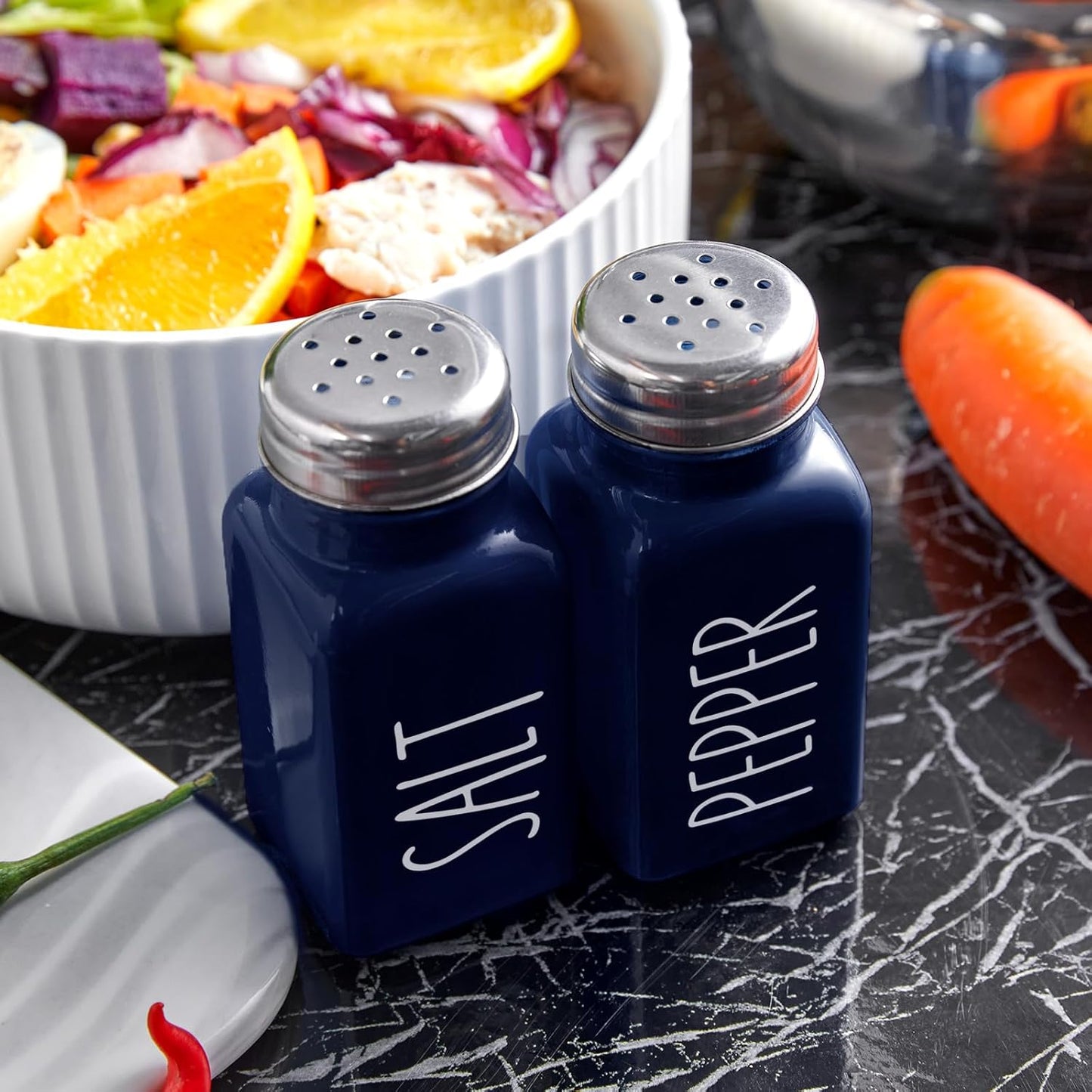 Yellow Salt and Pepper Shakers Set - Cute Glass Salt Shaker for Kitchen and Table, RV, Camp, BBQ - for Yellow Kitchen Decor and Accessories